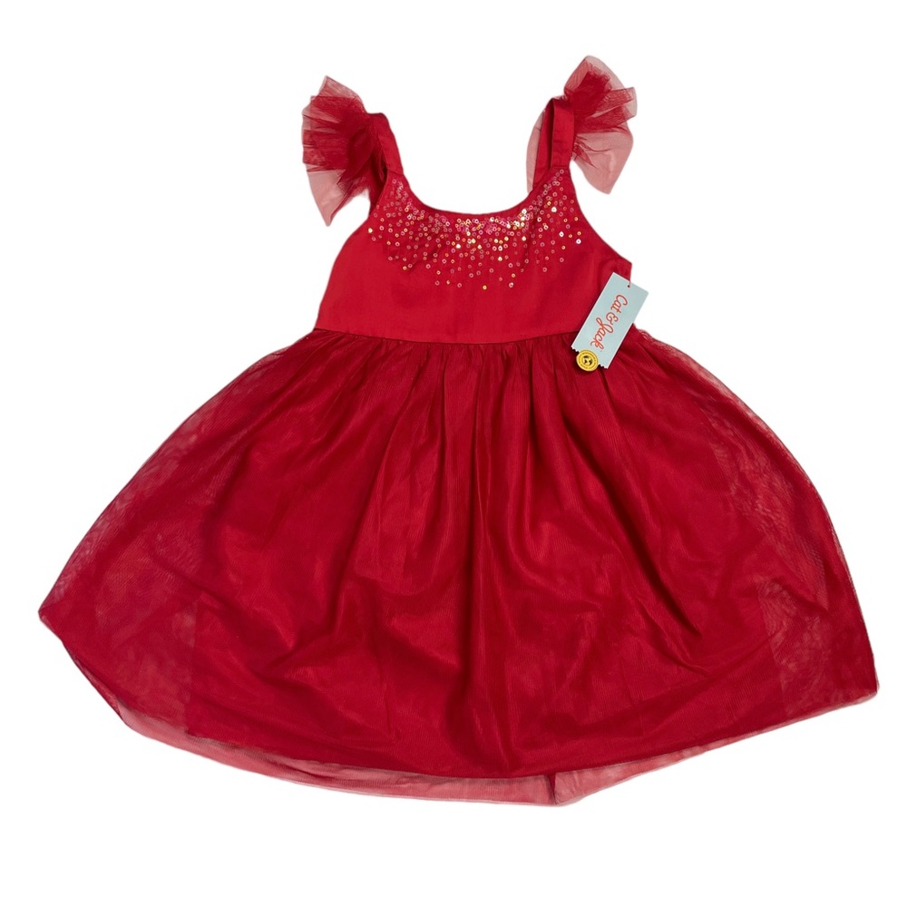 NWT Cat & Jack Red Sequin Holiday Party Dress Girls Size Small 6X